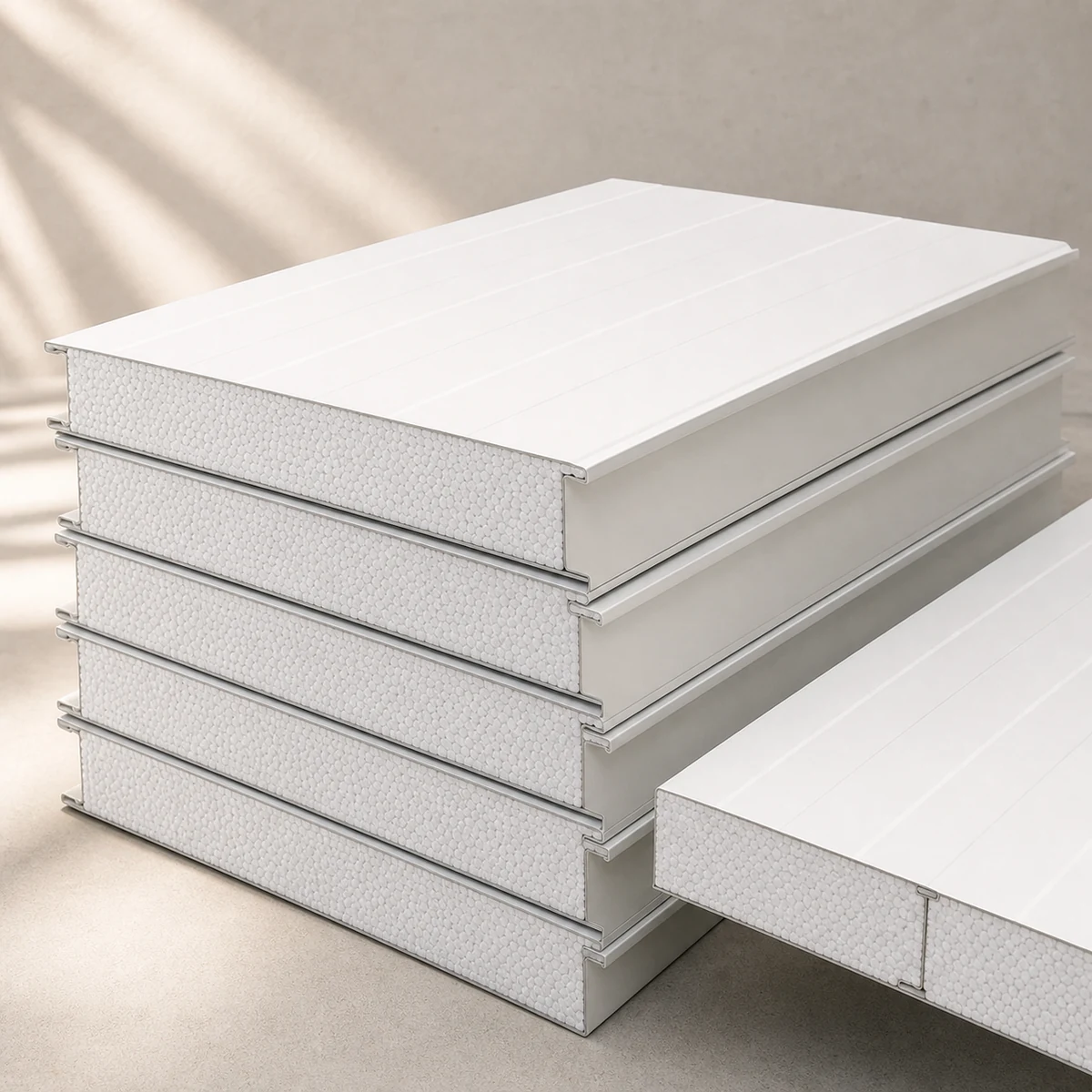 Tấm panel cách nhiệt EPS với cạnh ngàm bậc âm dương và mí tôn ngắn